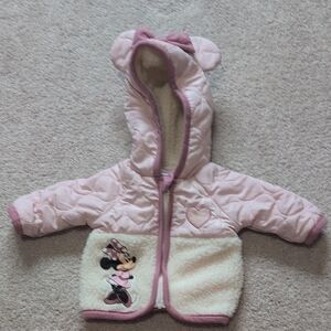 Disney Pink and Cream Minnie Mouse Puffer Jacket
